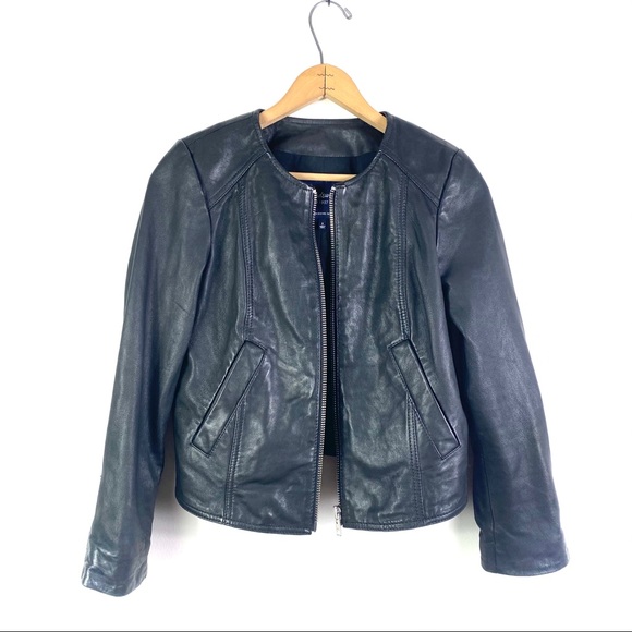 Madewell Jackets & Blazers - Madewell | Collarless Motorcycle Leather Jacket